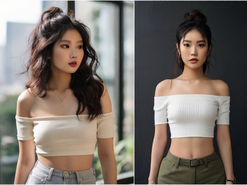 asian womean wearing sliveless crop top