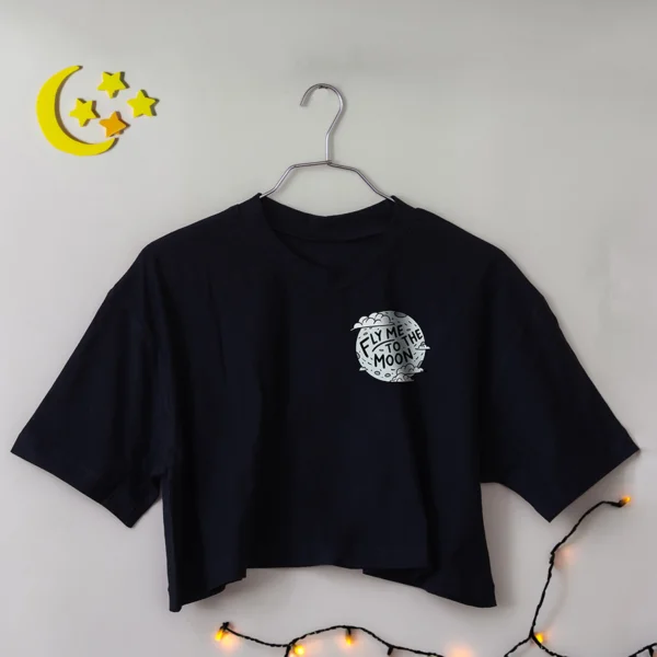 Crop top Fly to the moon black MinHara - مین هارا