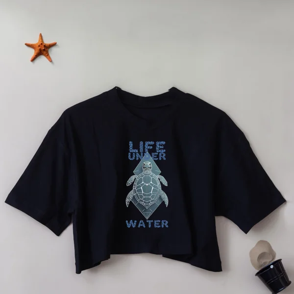 crop top life under water black MinHara - مین هارا