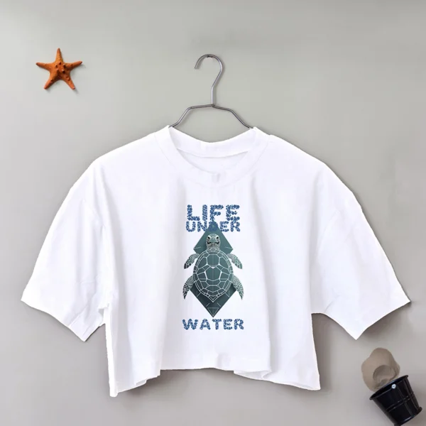 crop top life under water white MinHara - مین هارا