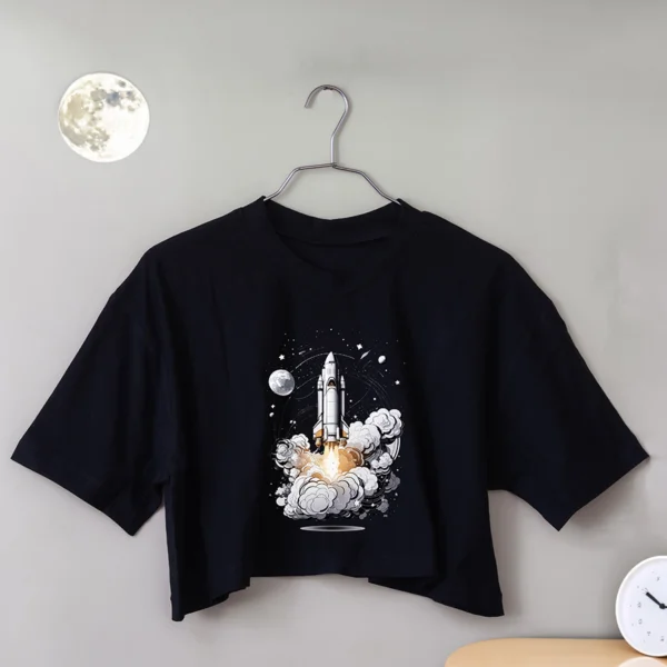 crop top space shuttle black MinHara - مین هارا