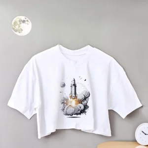 crop top space shuttle white MinHara - مین هارا