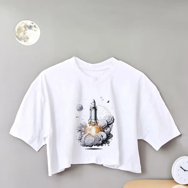 crop top space shuttle white MinHara - مین هارا