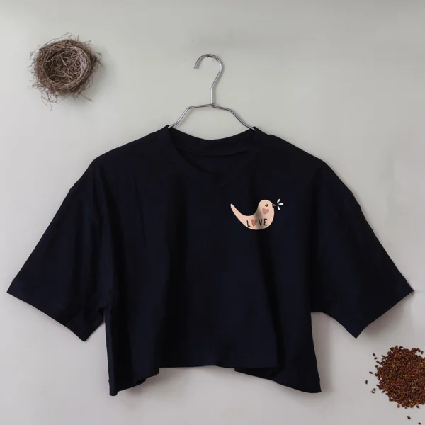 crop top love bird black small MinHara - مین هارا